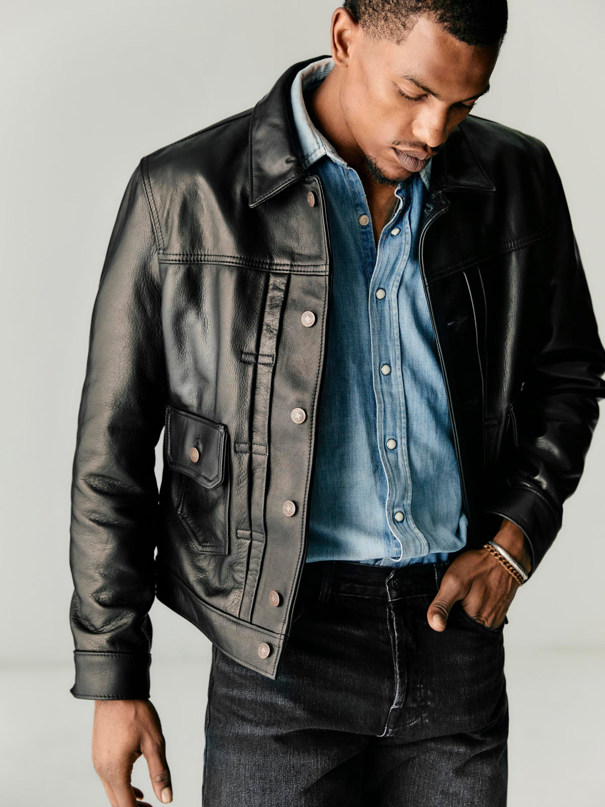 i+w x Schott NYC cowhide trucker jacket
