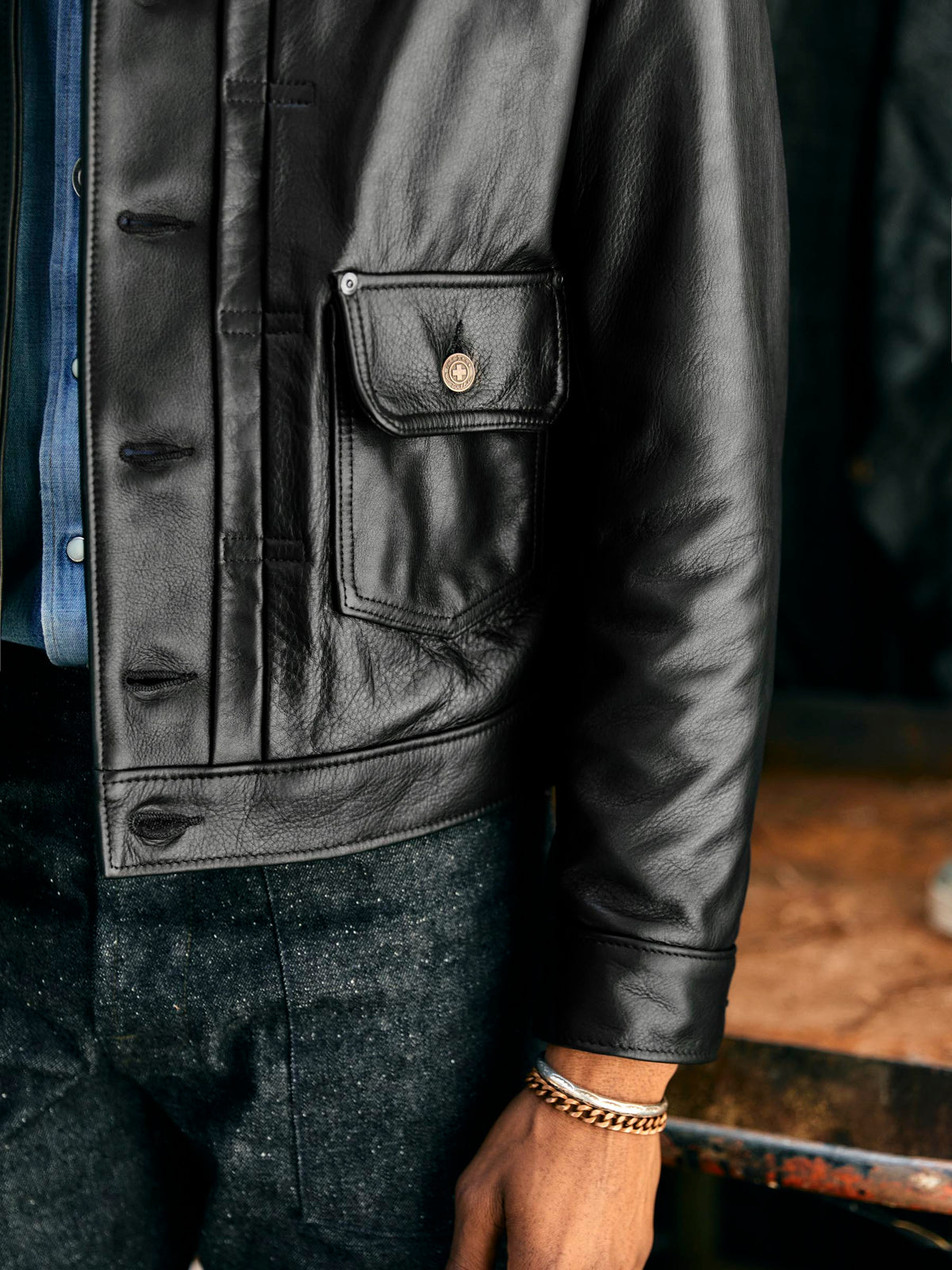 i+w x Schott NYC cowhide trucker jacket