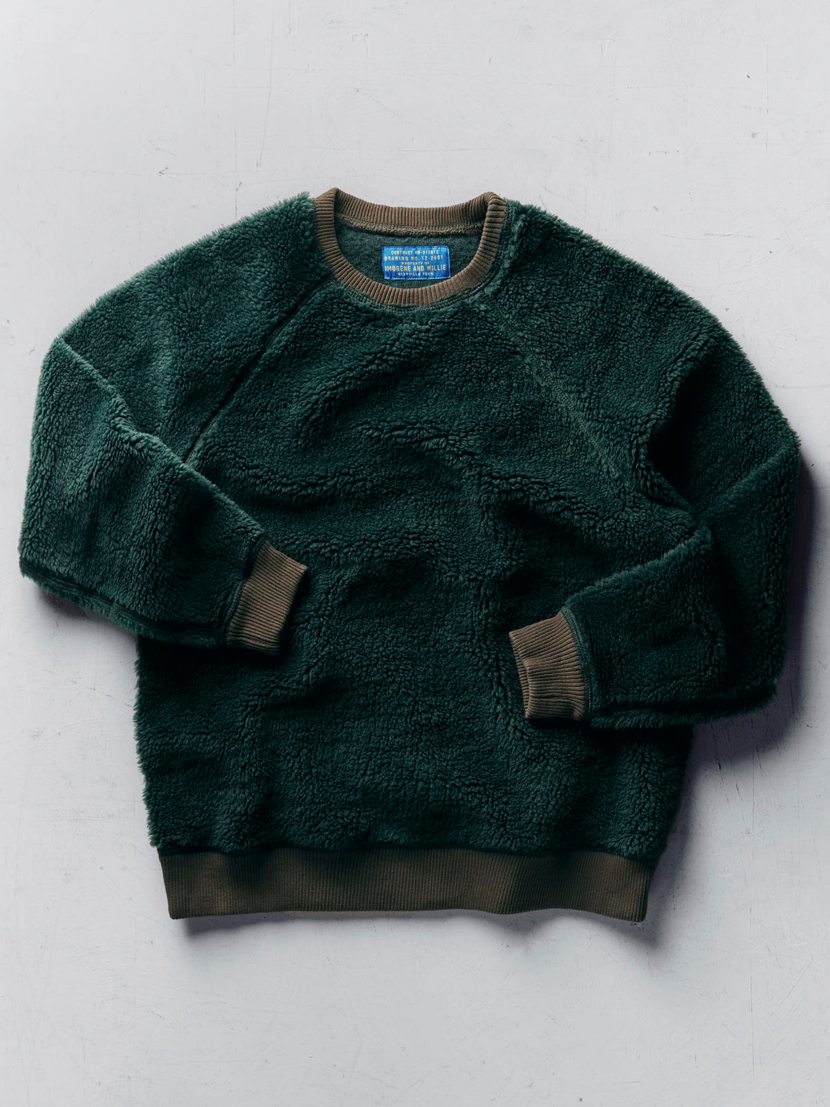 ribbed sherpa crew in fern