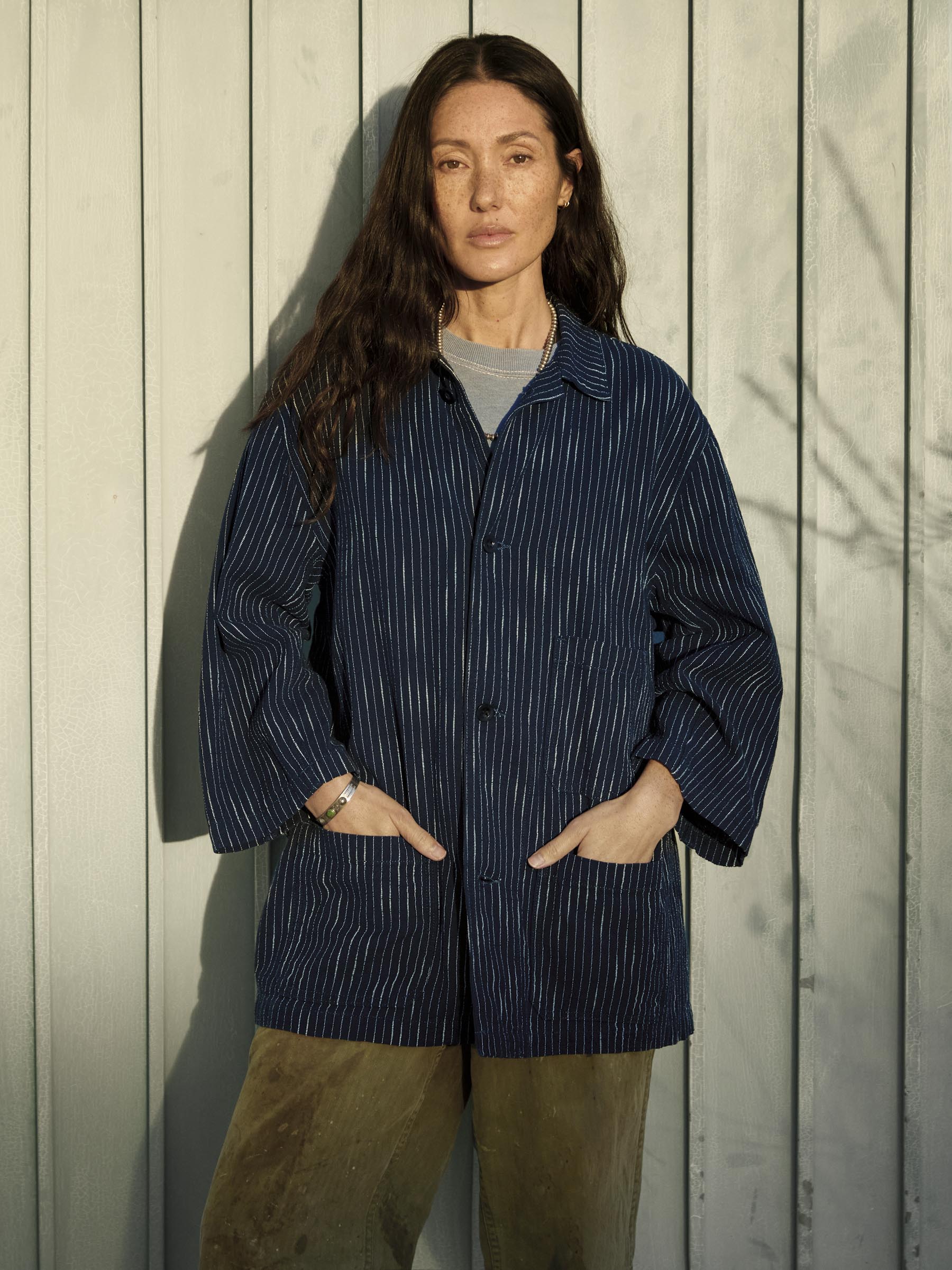 striped indigo studio jacket – imogene + willie