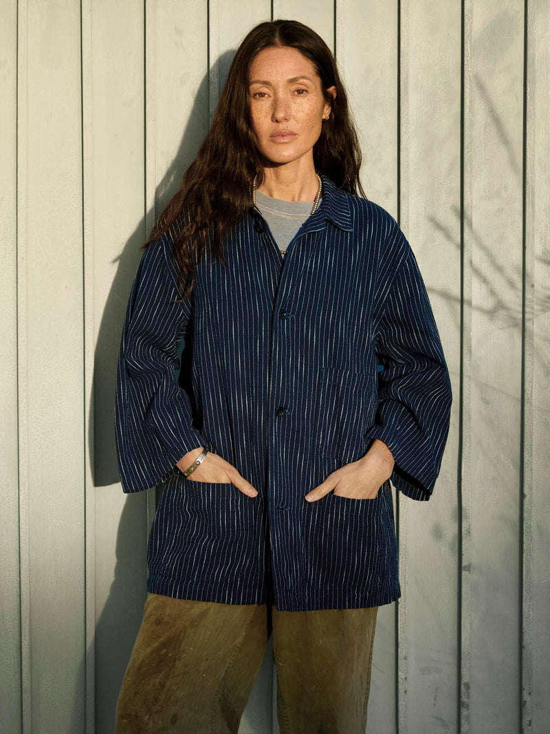 striped indigo studio jacket