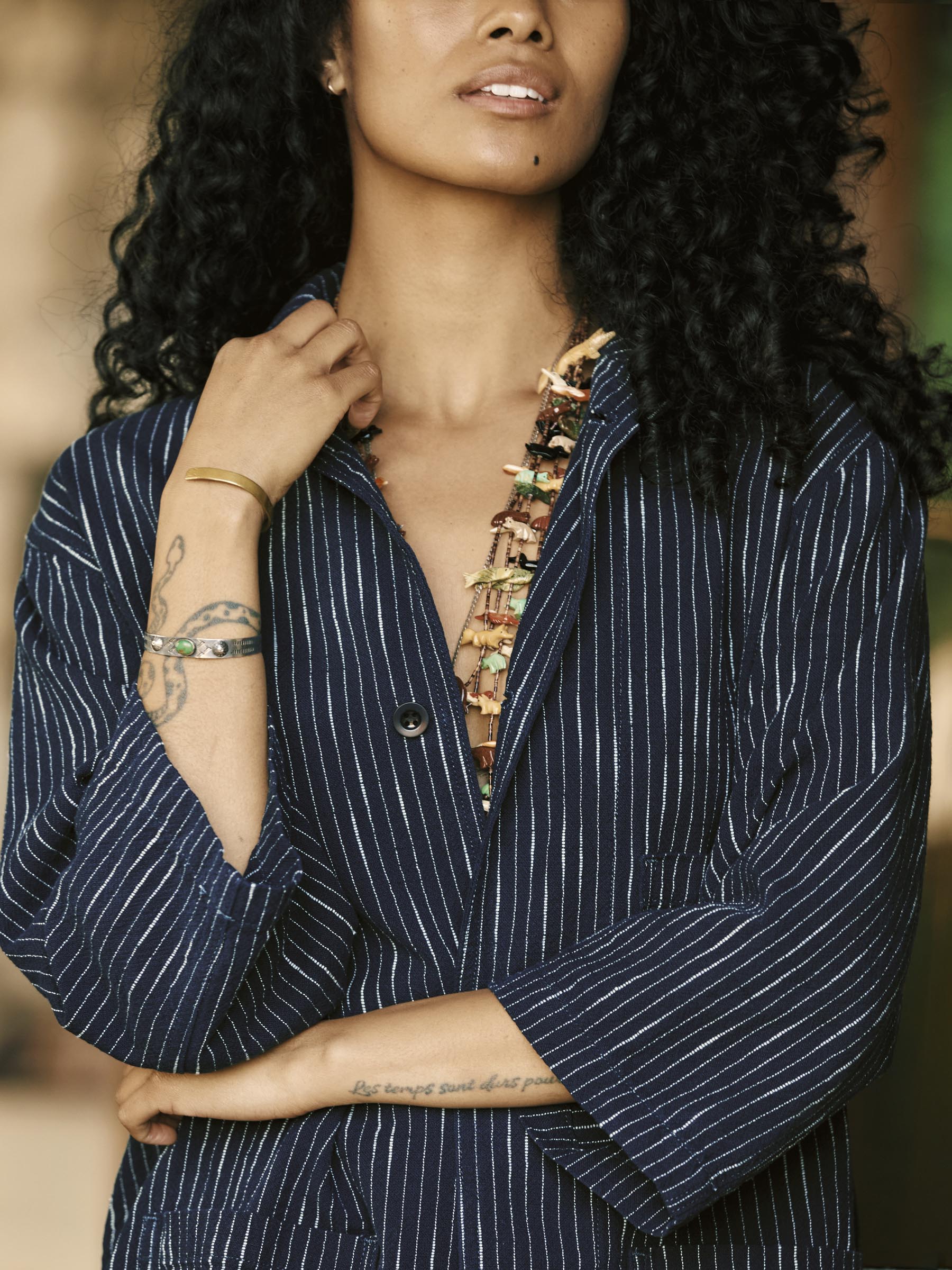 striped indigo studio jacket – imogene + willie