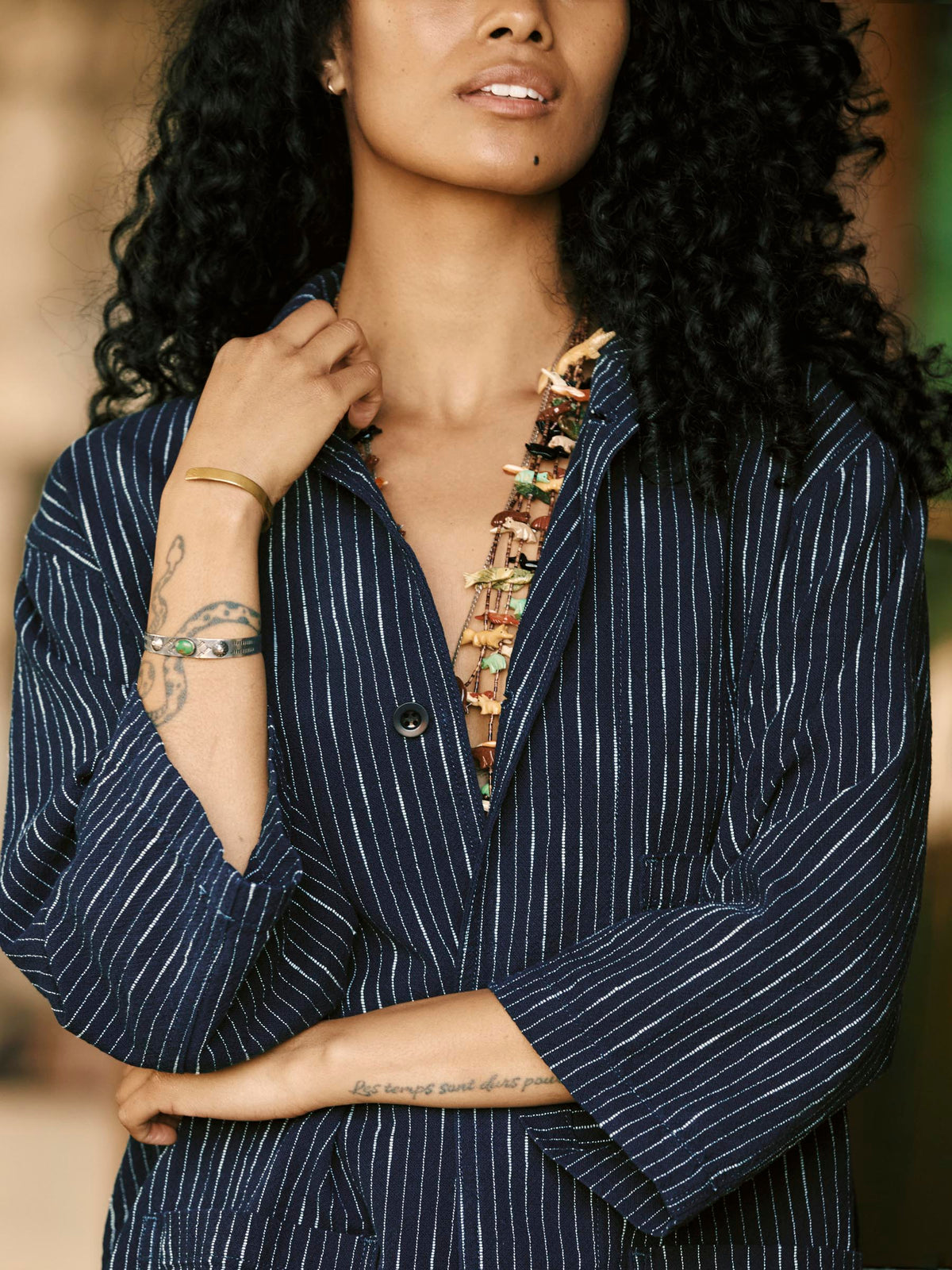 striped indigo studio jacket