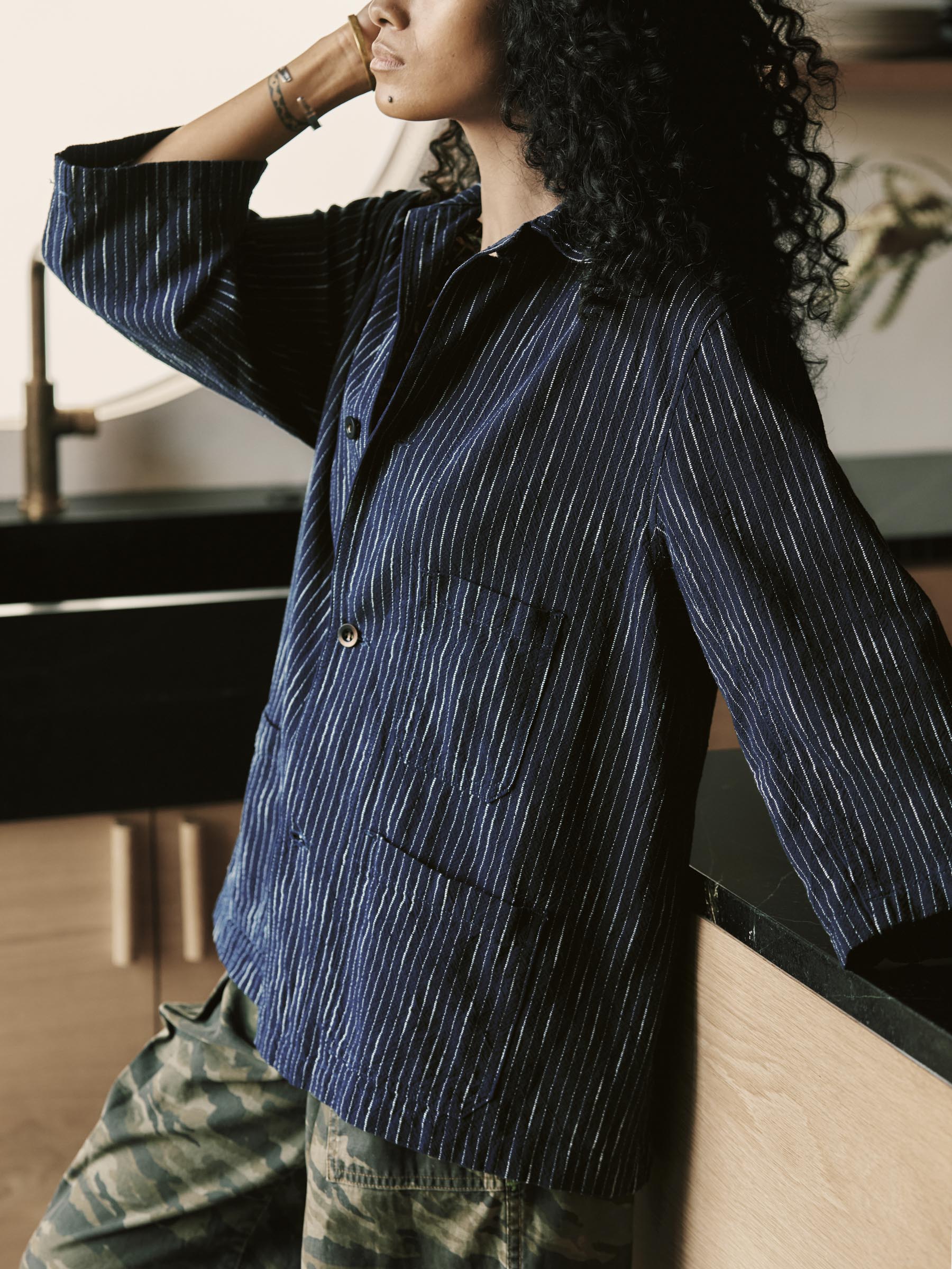 striped indigo studio jacket – imogene + willie