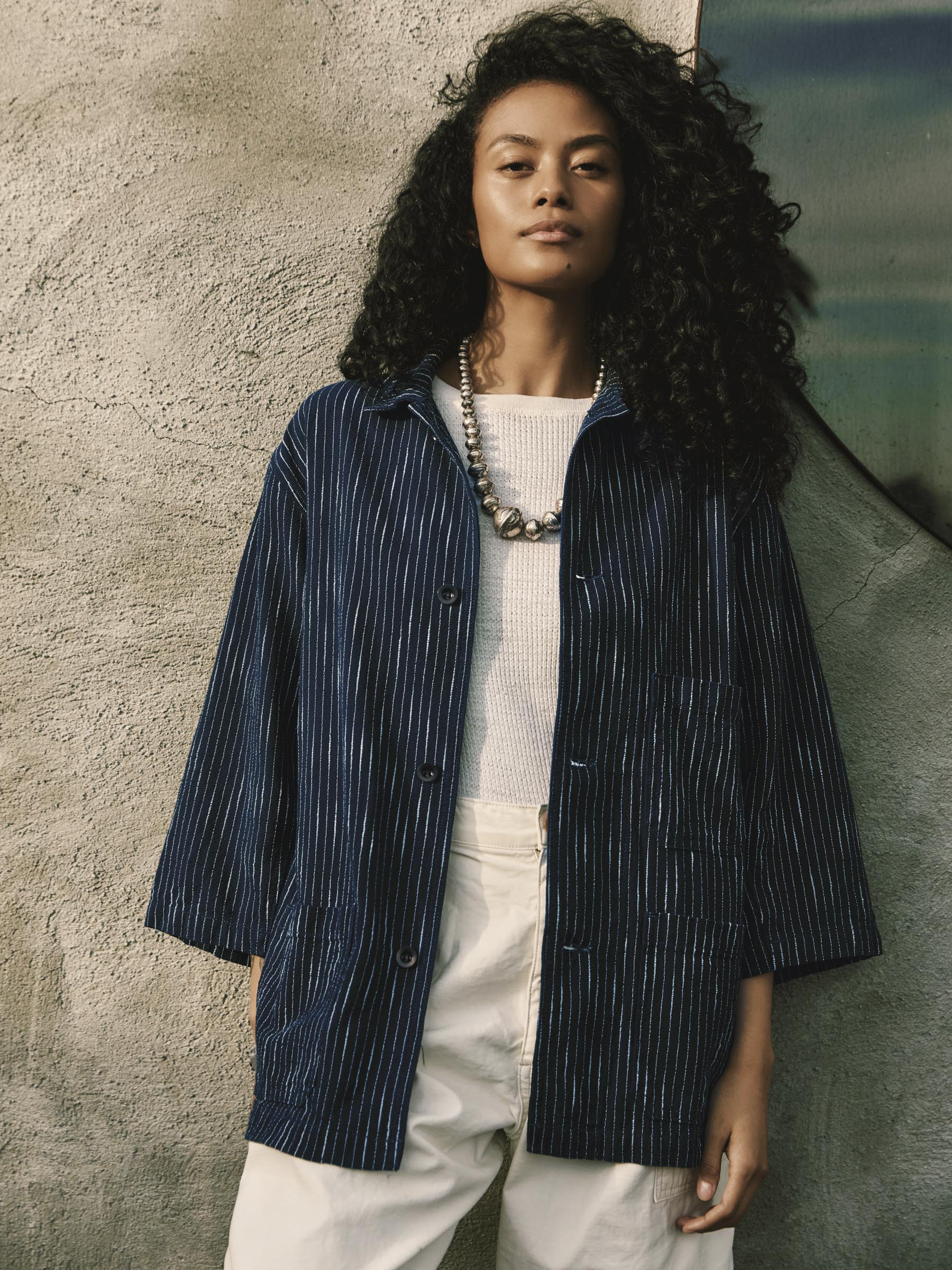 striped indigo studio jacket – imogene + willie