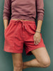 Dim Gray the lounge short in sunfaded red cord