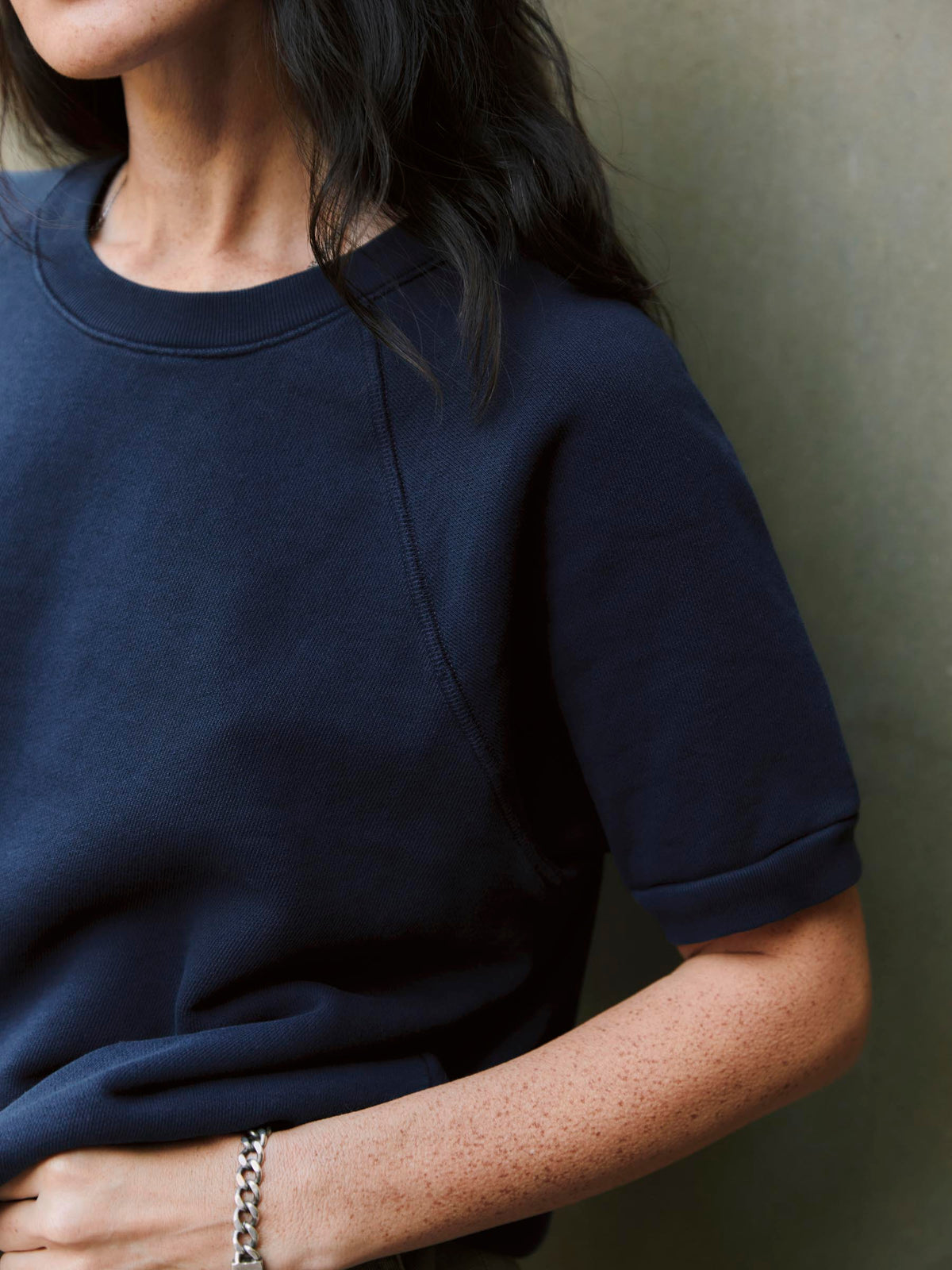 short sleeve raglan sweatshirt in navy