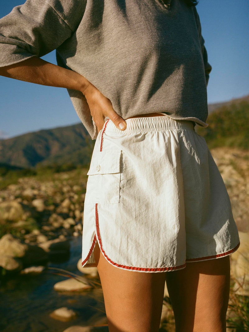 track short in vintage white