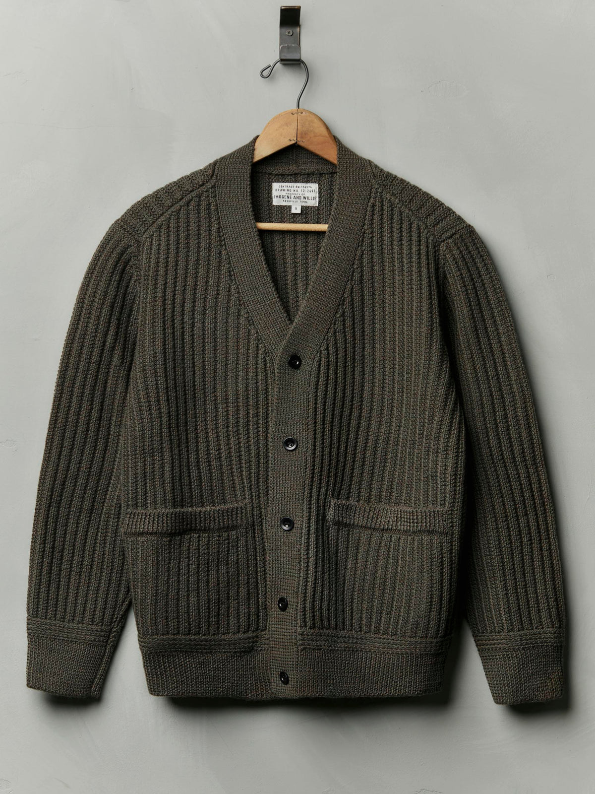 walker cardigan in marled olive