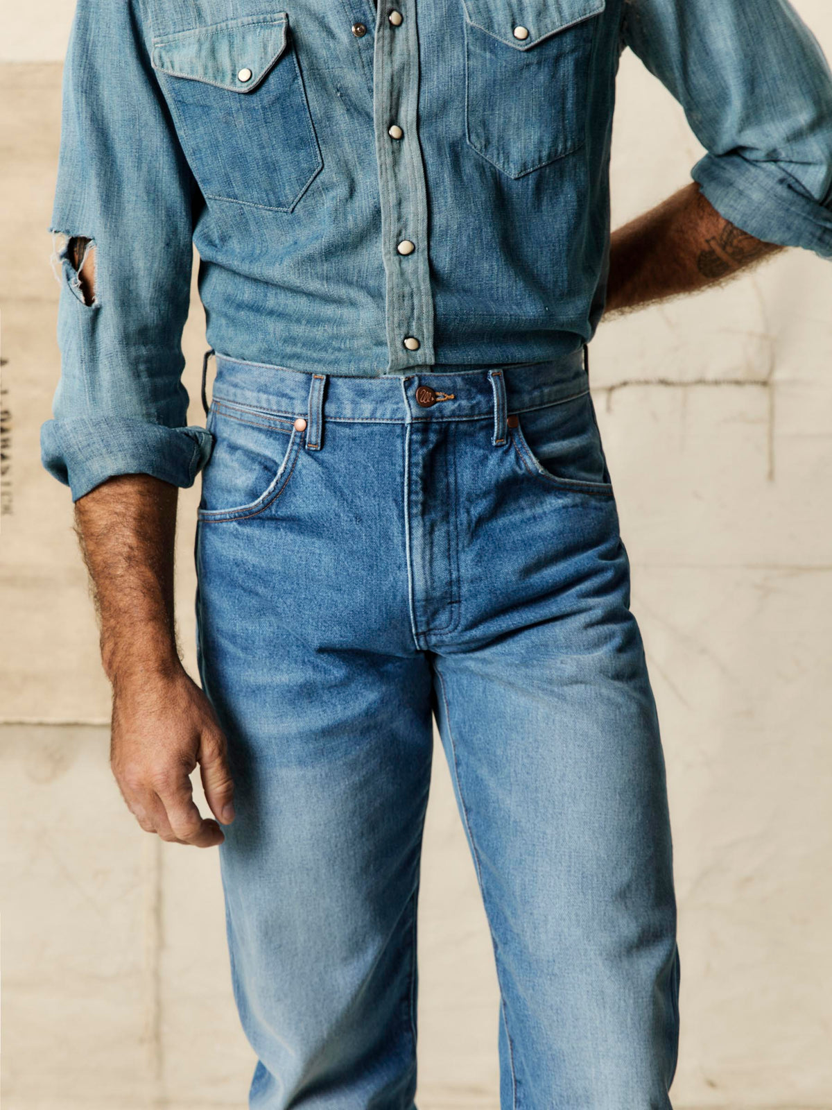 i+w x Wrangler 13MWZ washed indigo