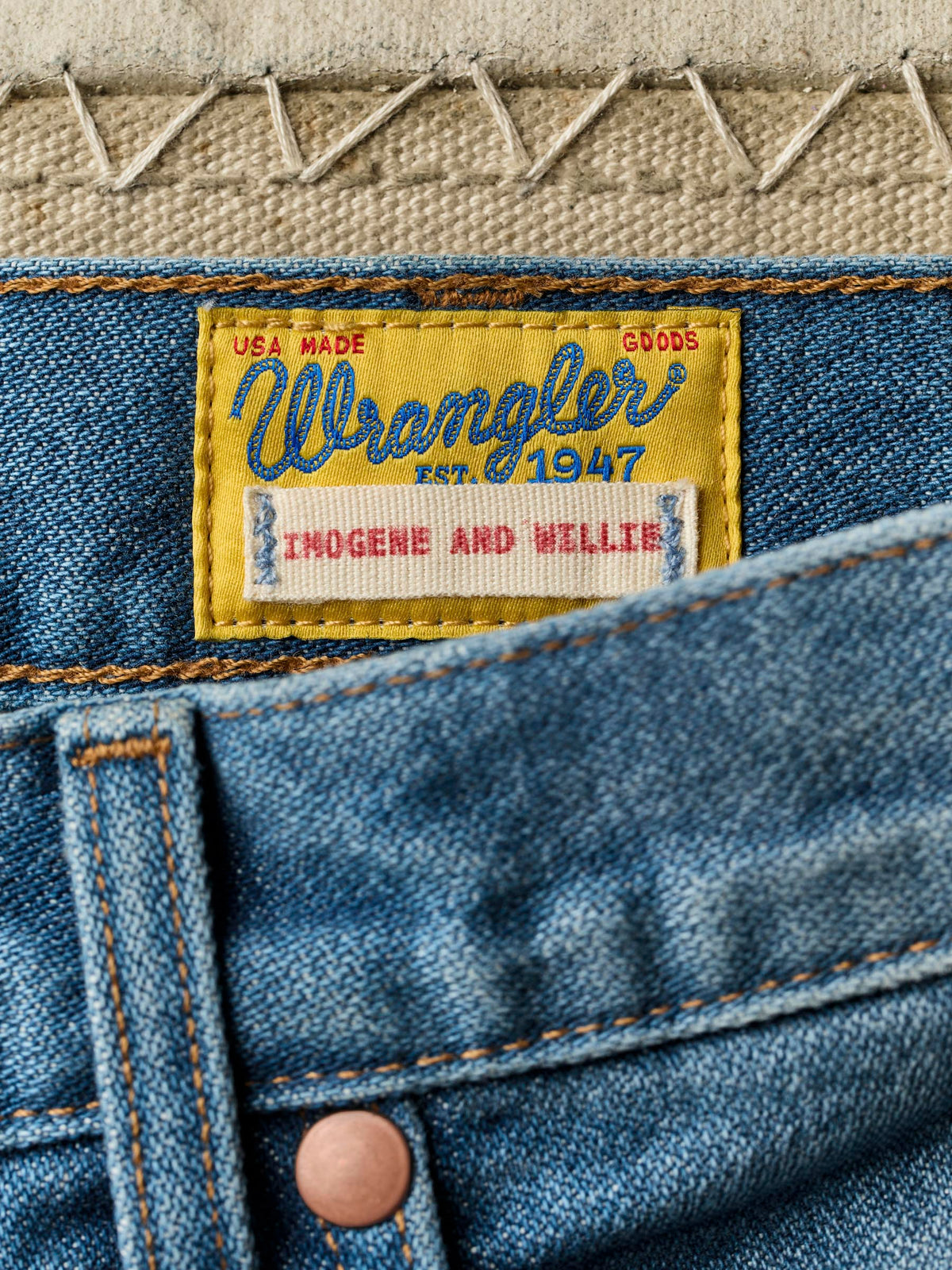 i+w x Wrangler 13MWZ washed indigo