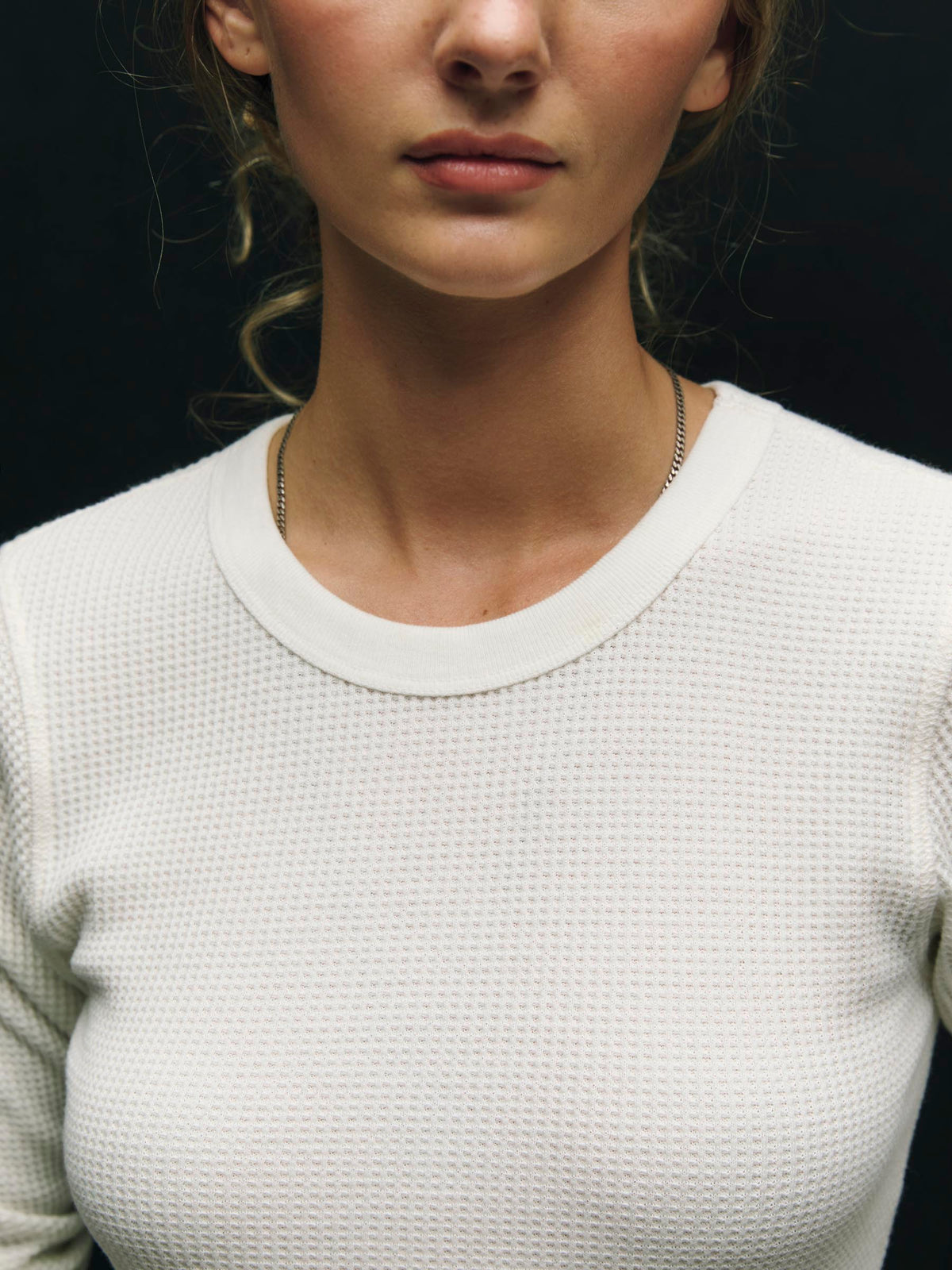 long sleeve waffle thermal in white