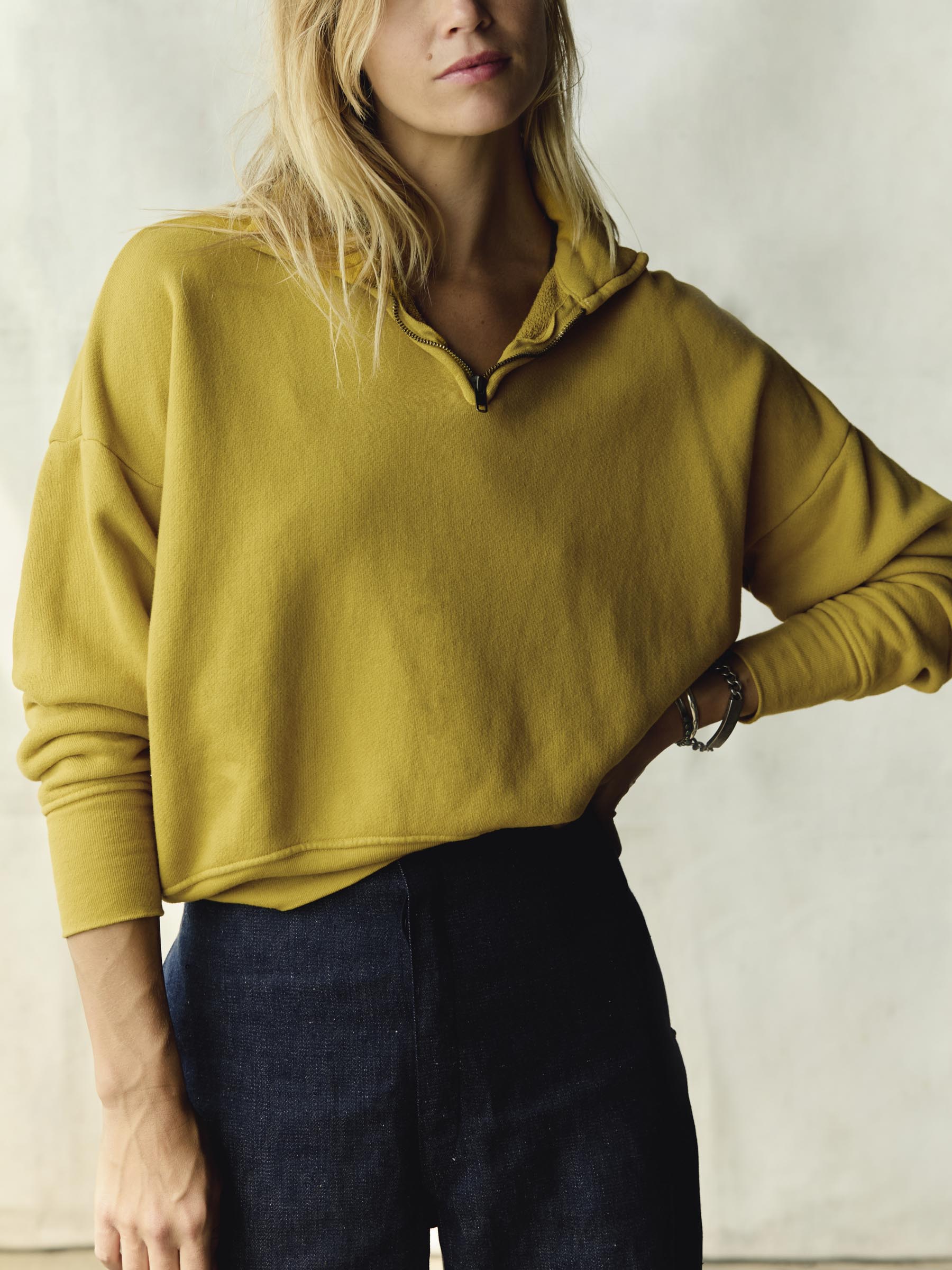 the quarter zip gold pullover – imogene + willie