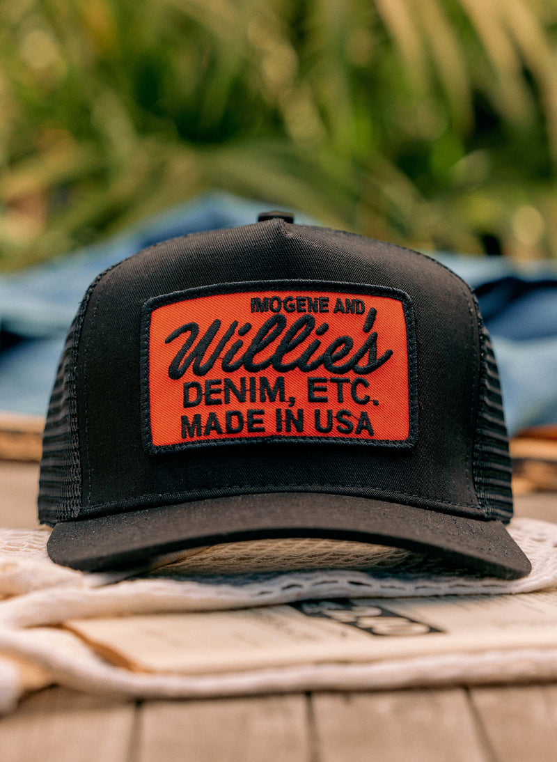 the "denim etc" trucker in black