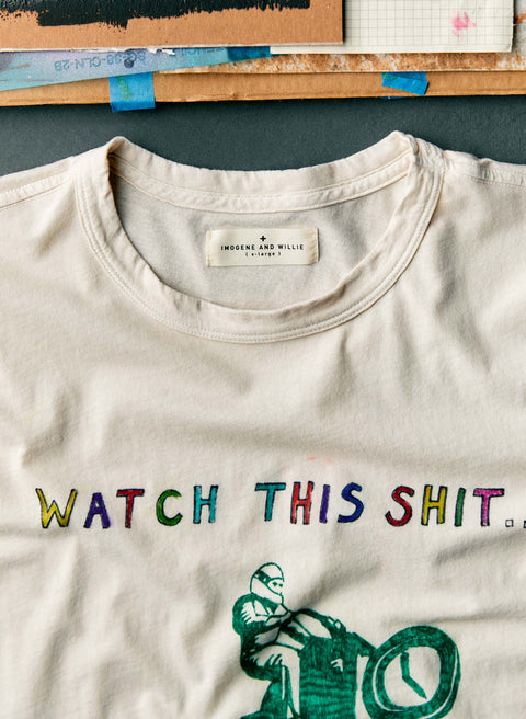 hand drawn "watch this" tee