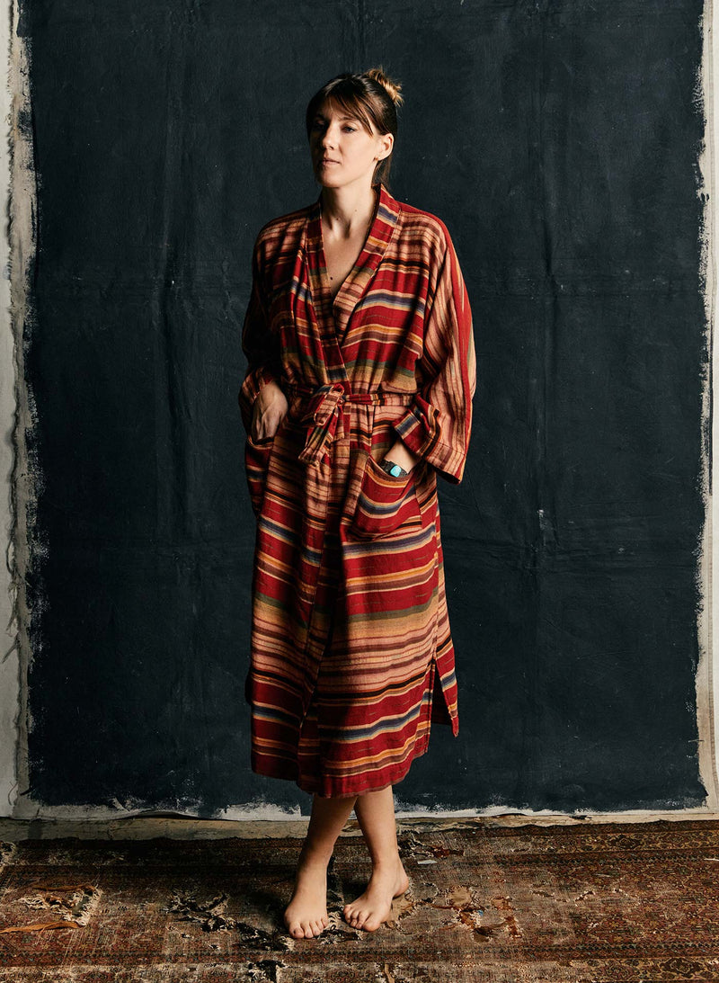 the ojai robe in coastal stripe - Model