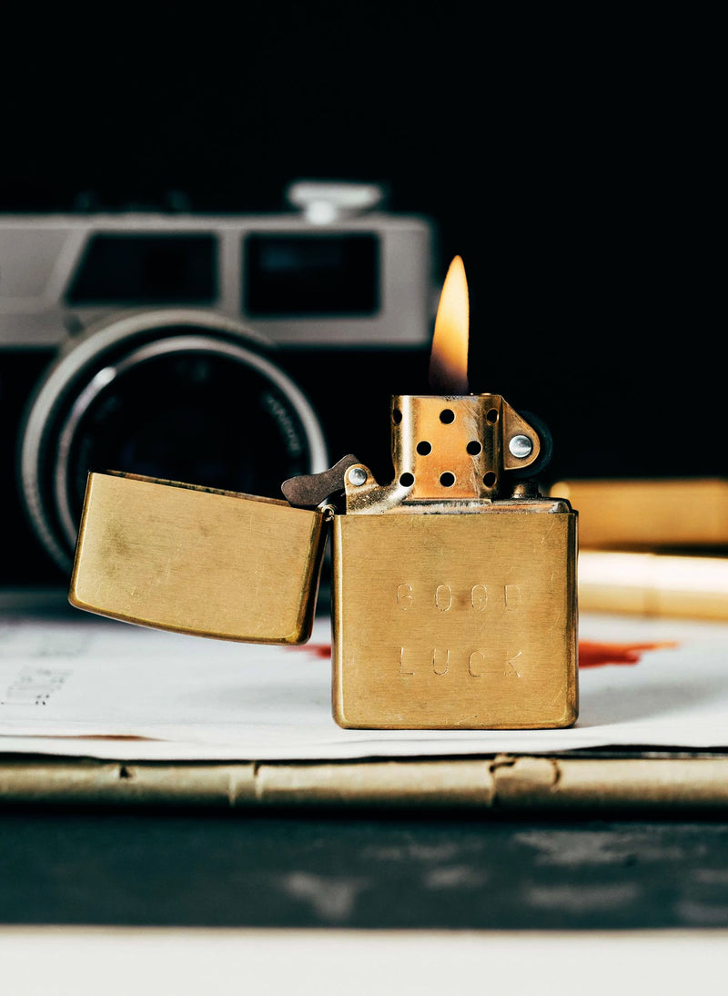 hand stamped "good luck" zippo - Model