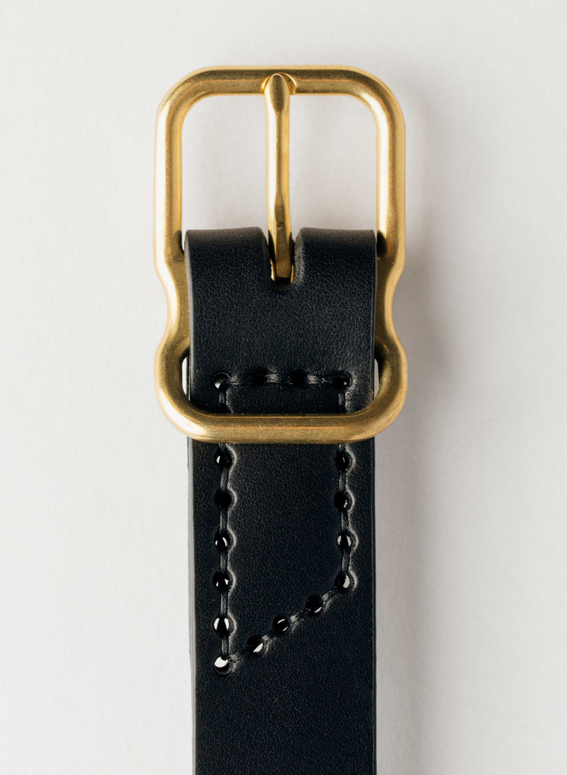 emil erwin narrow signature belt in black