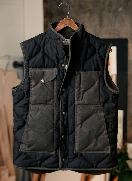 the quilted flight vest in black – imogene + willie