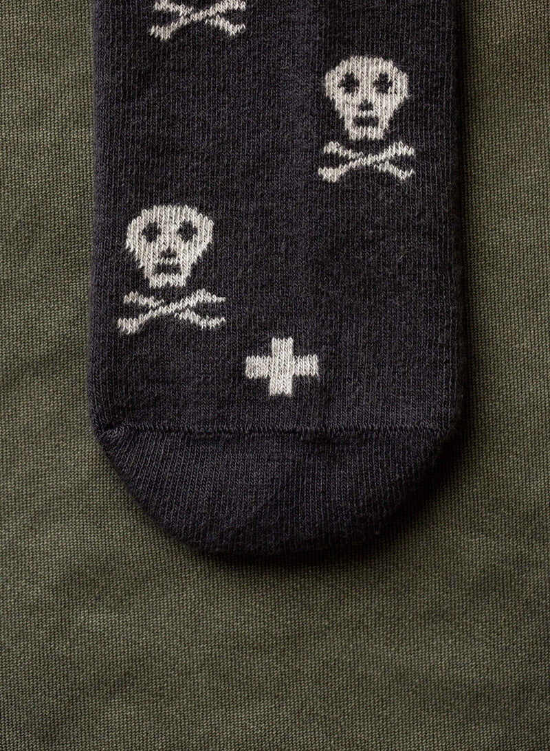 skull sock in charcoal