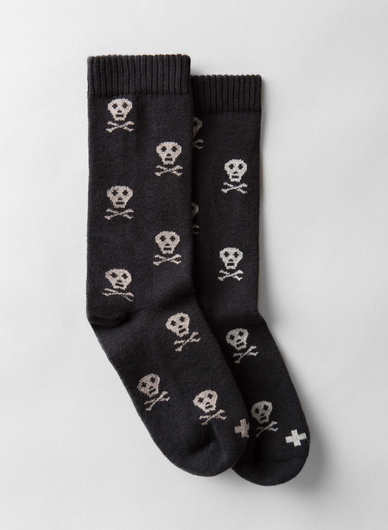 skull sock in charcoal