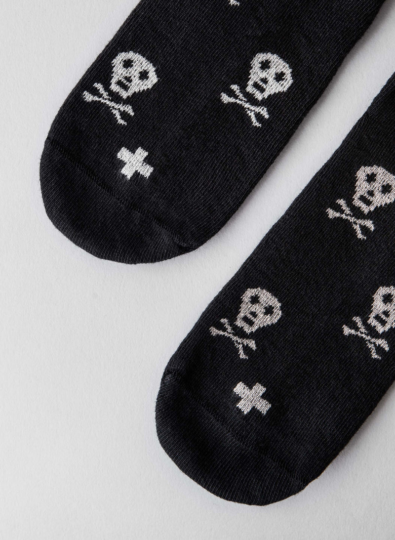 skull sock in charcoal