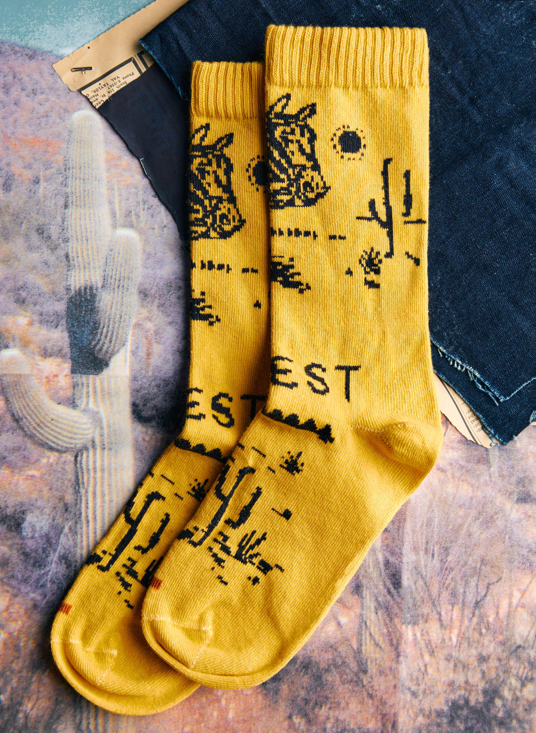 a pair of yellow socks