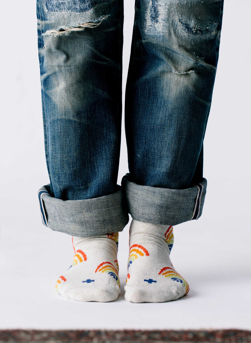 rainbow sock in natural - Model