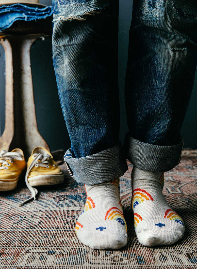 rainbow sock in natural