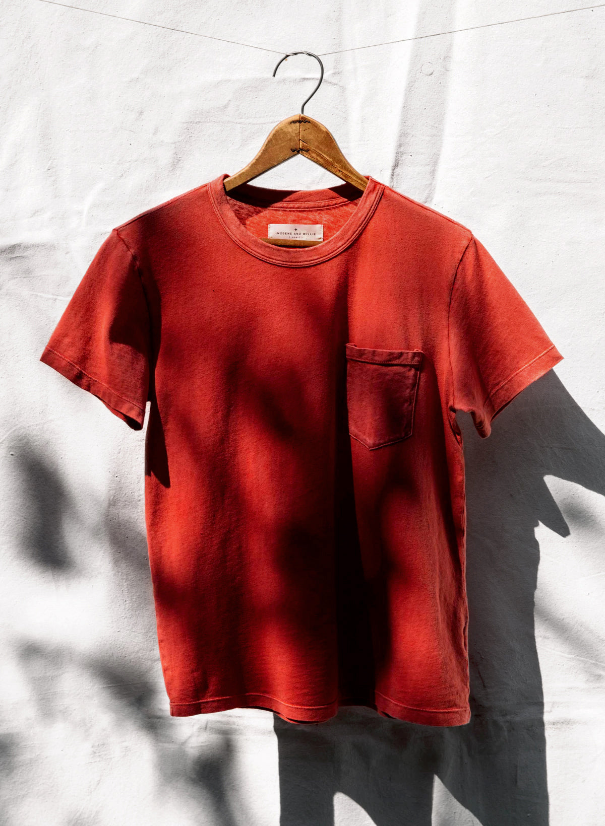 washed red knit pocket tee – imogene + willie