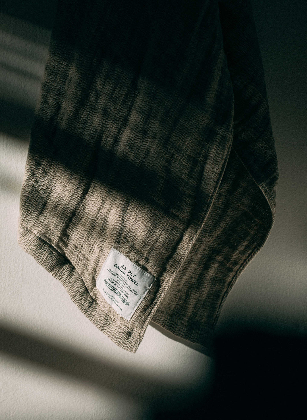 a piece of cloth with a label on it