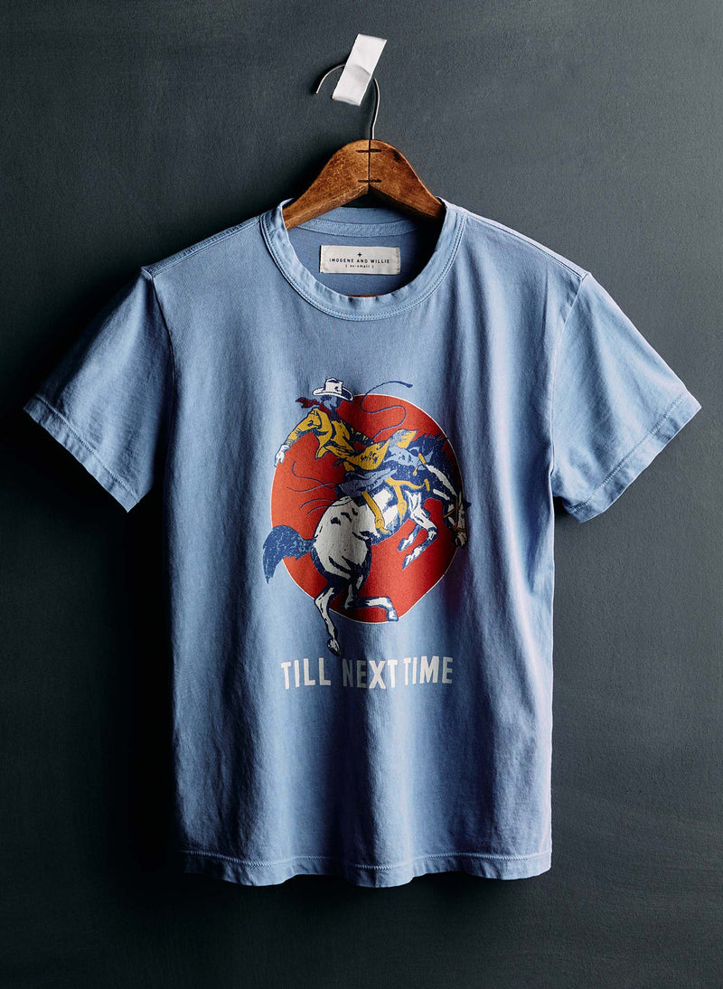 the "next time" tee in blue