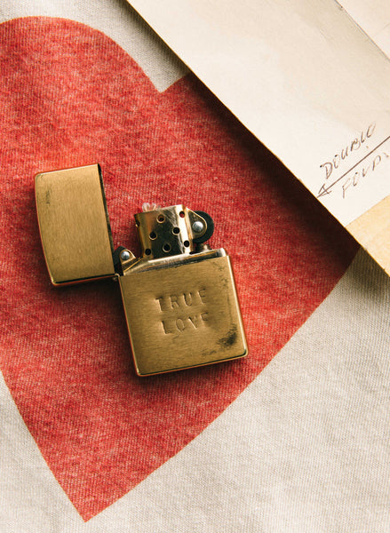 hand stamped &quot true love&quot zippo