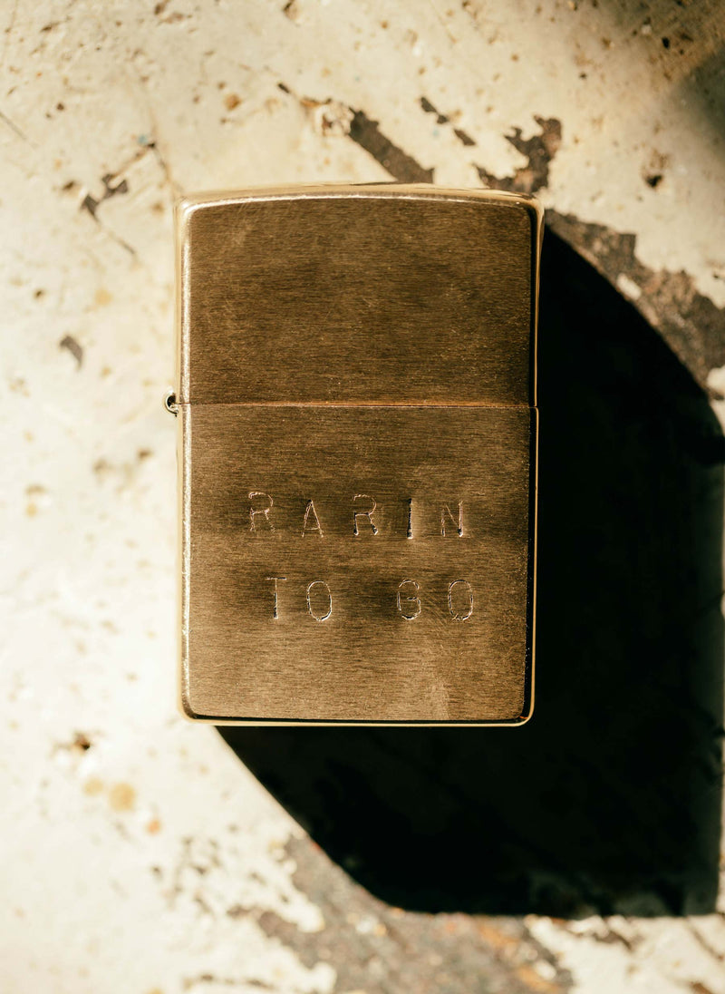 hand stamped "rarin' to go" zippo - Model